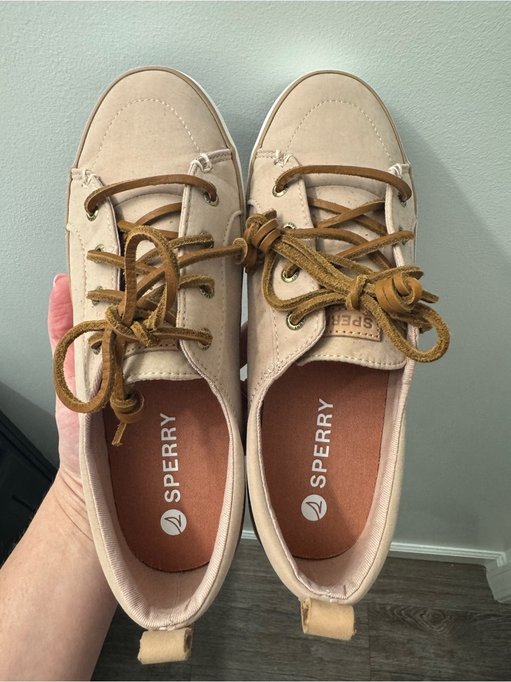 Sperry Women's Pink Canvas Sneakers with Tan Laces - Picture 4 of 7